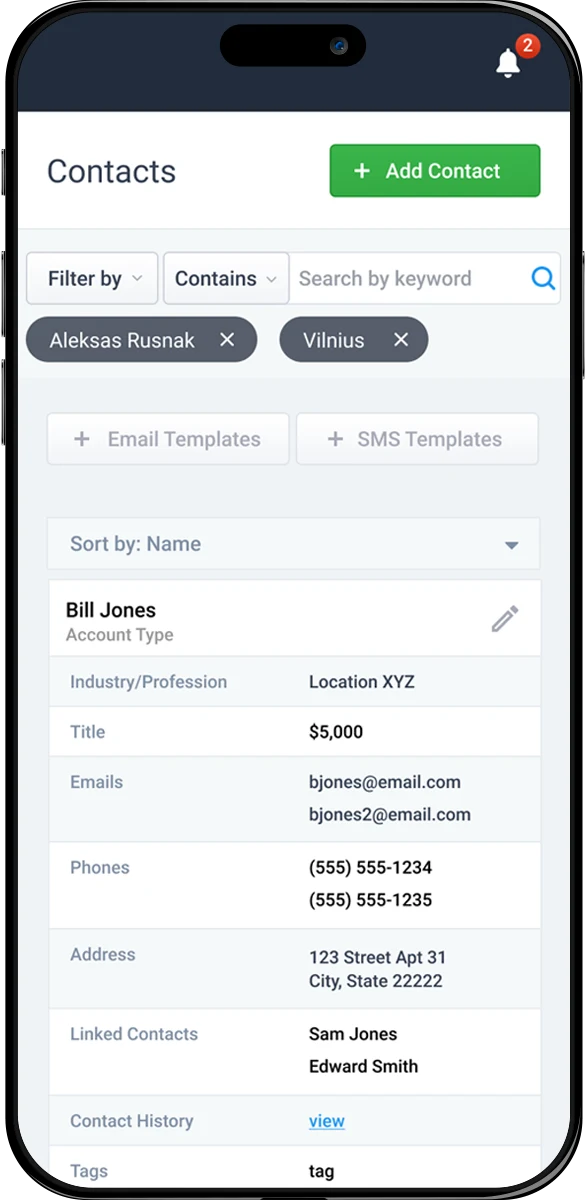 Intellifins Mobile Contacts
